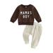 Toddler Baby Boys Fall Clothes Long Sleeve Mama s Boy Print Sweatshirt Tops and Drawstring Pants 2Pcs Outfits Sets