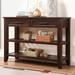 3-Tier Console Table for Entryway, 42.01 Inch Solid Wood Entryway Table with Drawers and 2 Storage Shelves, Pine Accent Table