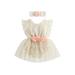 Tregren Newborn Baby Girl Boho Lace Romper Floral Embroidered Ruffle Princess Dress Boho Outfit