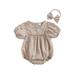 Tregren Infant Baby Girl Pleating Romper Ruffle Lace Patchwork Floral Jumpsuit Summer Boho Outfit Vintage Clothes