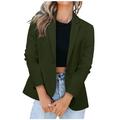 KIJBLAE Womens Blazer Jackets Open Front With Button Pockets For Business Office Fall Fashion Cardigans 2023 Cardigans Temperament Coat Workout Long Sleeve Jacket Solid Color Outerwear Green S