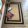 Agro Richer Area Rug Braided Jute Rectangle White/Black Border Home Living Room Floor Carpet Living Room Farmhouse Carpet Rag Rug (60x240 cm, Black Line)