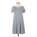 Ann Taylor LOFT Casual Dress - Shift Scoop Neck Short sleeves: Blue Print Dresses - Women's Size 2X-Small Petite