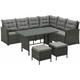 Monroe 8 Seater Garden Rattan Furniture Corner Dining Set Table Sofa Bench Stool Grey