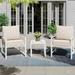 Walsunny 3-Piece Patio Furniture Set Outdoor Conversation Furniture Set with Matching Side Table Metal Sofa Chairs Detachable Cushions Khaki