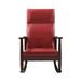 Wooden Rocking Chair with Cushion PU Upholstered Accent Rocker Chair Single Leisure Chair with Armrest for Indoor Outdoor Patio Backyard Porch Red