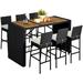 Yaheetech 7-piece Outdoor Bar Table and Chairs Set Black/Beige