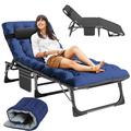 MOPHOTO Patio Lounge Chairs Portable Folding Lounge Chair Patio Chaise Lounges Adults Reclining Folding Chaise with Pillow Camping Cot for Camping Pool Beach Patio