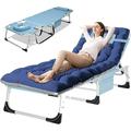 Slsy Face Down Tanning Chair with Face Arm Hole 5-Position Adjustable Folding Lounge Chair Folding Sleeping Bed Cot Folding Chaise Lounge Chair for Pool Beach Patio Sunbathing