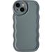 Solid Color Curly Wave Frame Soft Compatible with iPhone Case (Grey iPhone 14 Pro Max)