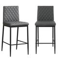 Latitude Run® Devos Tufted Metal Side Chair Dining Chair Faux Leather in Gray | 38 H x 15.5 W x 18.9 D in | Wayfair