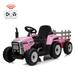 12V Kids Battery Powered Electric Tractor with Trailer Toddler Ride On Car w/Remote Control/ 7-LED Headlights/ 2+1 Gear Shift/ MP3 Player/USB Port for Kids 3-6 Years (Pink 25W/ Tread Tire)
