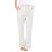 Mrat Women Cargo Pants Elastic Cargo Pants for Women Elastic Waist Pants Casual Pants Wide Leg Casual Pant Full-Length Pants Cotton Linen Palazzo Pants White XXXXL