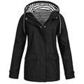 Yohome Women Solid Rain Jacket Outdoor Plus Waterproof Hooded Raincoat