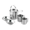 Andoer 5pcs Camping Cookware Set Outdoor Portable Picnic Cookware Kit Stainless Steel Travel Tableware Cooking Accessory