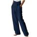 Mrat Long Trousers Women s Yoga Pants with Pockets Linen Wide Leg Pants High Waisted Sweatpants Plus Size Comfortable Pants Sport Jogging Loose Trousers Drawstring Linen Pants