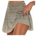 LTTVQM Womens Skirt with Shorts Plus Size Vintage Print Built-In Shorts Skirts Pleated Skorts Casual Yoga Golf Tennis Mini Skirts Khaki S