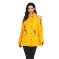 Women s Hooded Rain Jacket Outdoor Raincoat Windbreaker (Yellow)