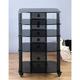 VTI Manufacturing Black Poles 5 Black Glass Shelves AV Stand