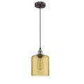 Chloe Ironclad Industrial-Style 1 Light Rubbed Bronze Amber Glass Ceiling Mini Pendant - Oil Rubbed Bronze - 7 in.