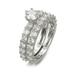 Eastshop Lightweight Non-Fading Rhinestone Wedding Ring Set Exquisite Symmetric Circlet for Women (1 Pair)