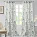 MAWCLOS Voile Window Curtain Semi Sheer Curtains Light Filtering Long Grommet Vintage Treatments Floral Print Privacy Blue 52 x 63 in