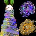 Farfi 2m/5m/10m String Light Decorative Battery Operated LED Double Layer Ribbon Bows Fairy Lamp for Easter (Type G 2M)