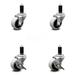 Service Caster - 2 Inch Swivel Thermoplastic Rubber Caster Set of 4 - 1-1/4 Expanding Adapter Stems - Includes 2 with Side Lock Brake