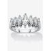 Women's 1.50 Cttw Platinum-Plated Sterling Silver Marquise-Cut Cubic Zirconia Anniversary Band by PalmBeach Jewelry in Silver (Size 10)