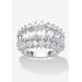 Women's 4.38 Cttw. Emerald-Cut Cubic Zirconia Platinum-Plated Silver Engagement Ring by PalmBeach Jewelry in Silver (Size 6)