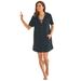 Plus Size Women's Hooded Terry Swim Cover Up by Swim 365 in Black (Size 10/12) Swimsuit Cover Up