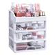 Simbuy Makeup Organizer with 3 Drawers, Bathroom Vanity Countertop Storage for Cosmetics, Brushes, Lotion, Nail Lipstick and Jewelry (White)