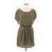 Lush Casual Dress - Mini Scoop Neck Short sleeves: Green Print Dresses - Women's Size Medium