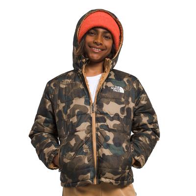 The North Face Boys' Reversible Mt Chimbo Hooded Jacket (Size L) Utility Brown/Camouflage, Polyester