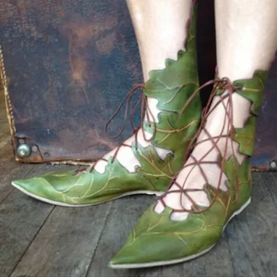 2023 mittelalterliche Gothic Retro Elf Hexe Blätter Lace Up Schuhe Für Frauen Männer Cosplay Kostüm Karneval Party Ritter Stiefel Zubehör Image