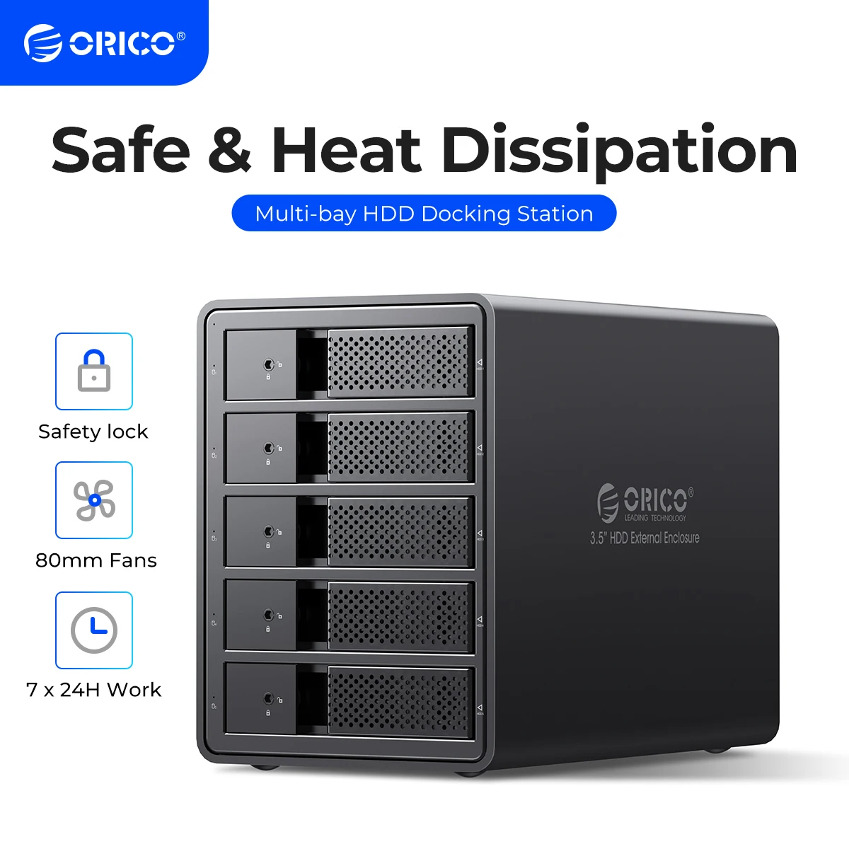 ORICO 95 Series Multi Bay 3,5'' SATA zu USB3 HDD Dockingstation HDD-Gehäuse Aluminium-Festplattengehäuse für Altcoins Mining Image