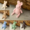 Neugeborenen Fotografie Requisiten Bunny Puppe Gestrickte Mohair Cartoon Kaninchen Puppe Spielzeug