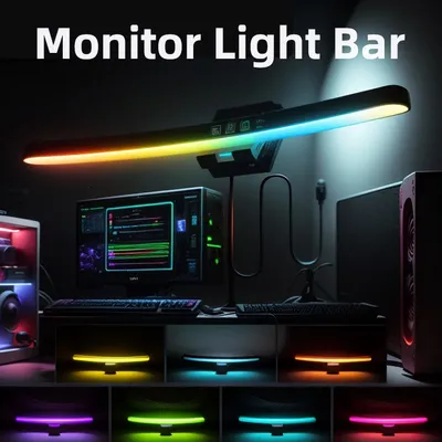 Monitor Light Bar Desk Lamps Led Bar PC Monitor Lightbar mit RGB-Hintergrundbeleuchtung stufenlos dimmbare Computer-LED-Bildschirm-Hängeleuchten
