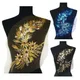 40CM Gold Blau Schwarz Pailletten Feder Schwanz Blumen Spitze Trimmt Mesh Nähen Auf Patches