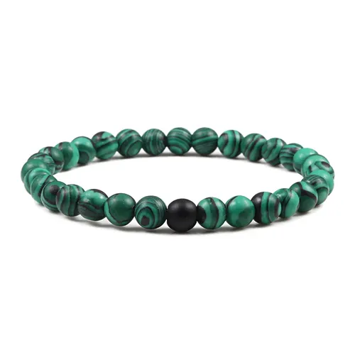 Natürliche Grüne Malachit Stein Lava Armbänder Frauen Männer Strang Charme Buddha Perlen Armband
