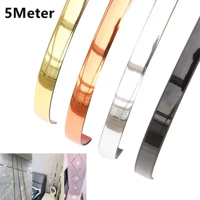 5 m wasserdichter Goldband-Fliesen-Lücke-Aufkleber, selbstklebend, für Decke, Hintergrund, Wanddekoration, Linienaufkleber, Möbelkantenanleimstreifen Image