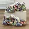 Dickbesohlte erhöhte Damen Sportschuhe Frauen neue Frauen hand bemalte Graffiti weiße Schuhe Outdoor-Freizeit schuhe plus Größe 43