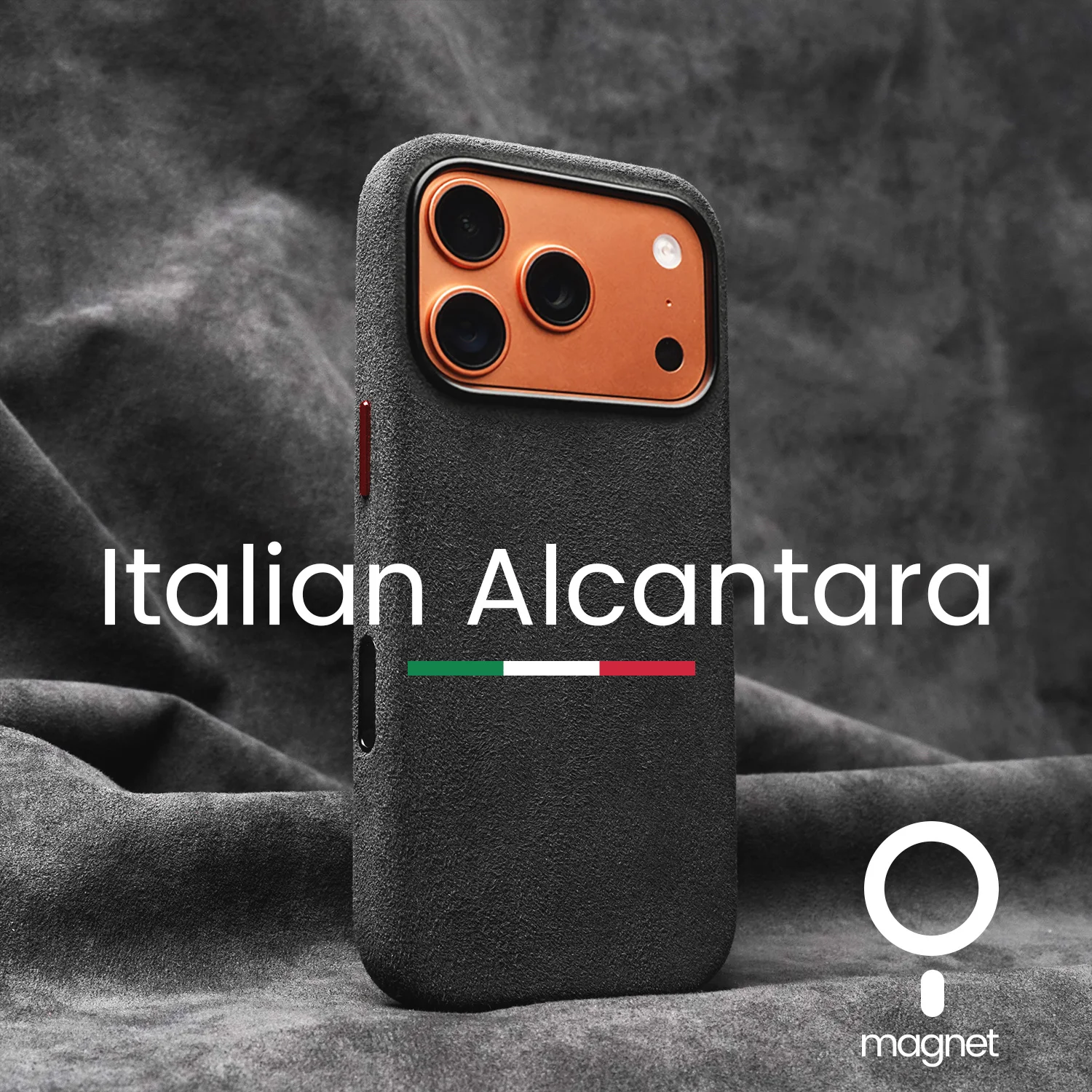 Magnetische ALCANTARA-Hülle für iPhone 17 16 Pro Max 15 14, luxuriöses Wildleder, Supercar-Handyhüllen, Kamera-Tastenabdeckung Image