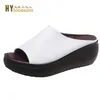 Mode schuhe Damen Leder Sohle Hausschuhe Frauen Sexy High Heel Clogs Schwarz Peep Toe Plattform