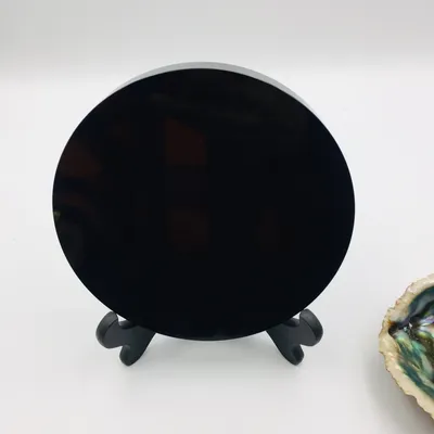 8-20cm hochwertige natürliche schwarze Obsidian Stein Rühr spiegel runde Platte Fengshui Spiegel für