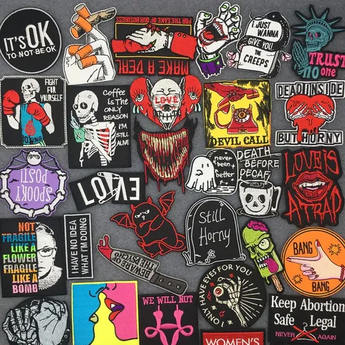 Horror Geist Stickerei Patch Punk Schädel Nähen Schmelzsicherungen Patch DIY Eisen auf Patches für