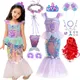 Kleine Meerjungfrau Kleid Charme Prinzessin Cosplay Pailletten Bling Kostüm für Kinder Mädchen Fisch