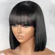 Kurze Gerade Bob Menschliches Haar Perücken mit Bang Balayage Highlight Bob Fringe Kein Spitze Volle