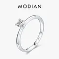 Modian Sterling Silber 10 Herzen klar cz simuliert Diamant einfache Eheringe Ring für Frauen Aussage
