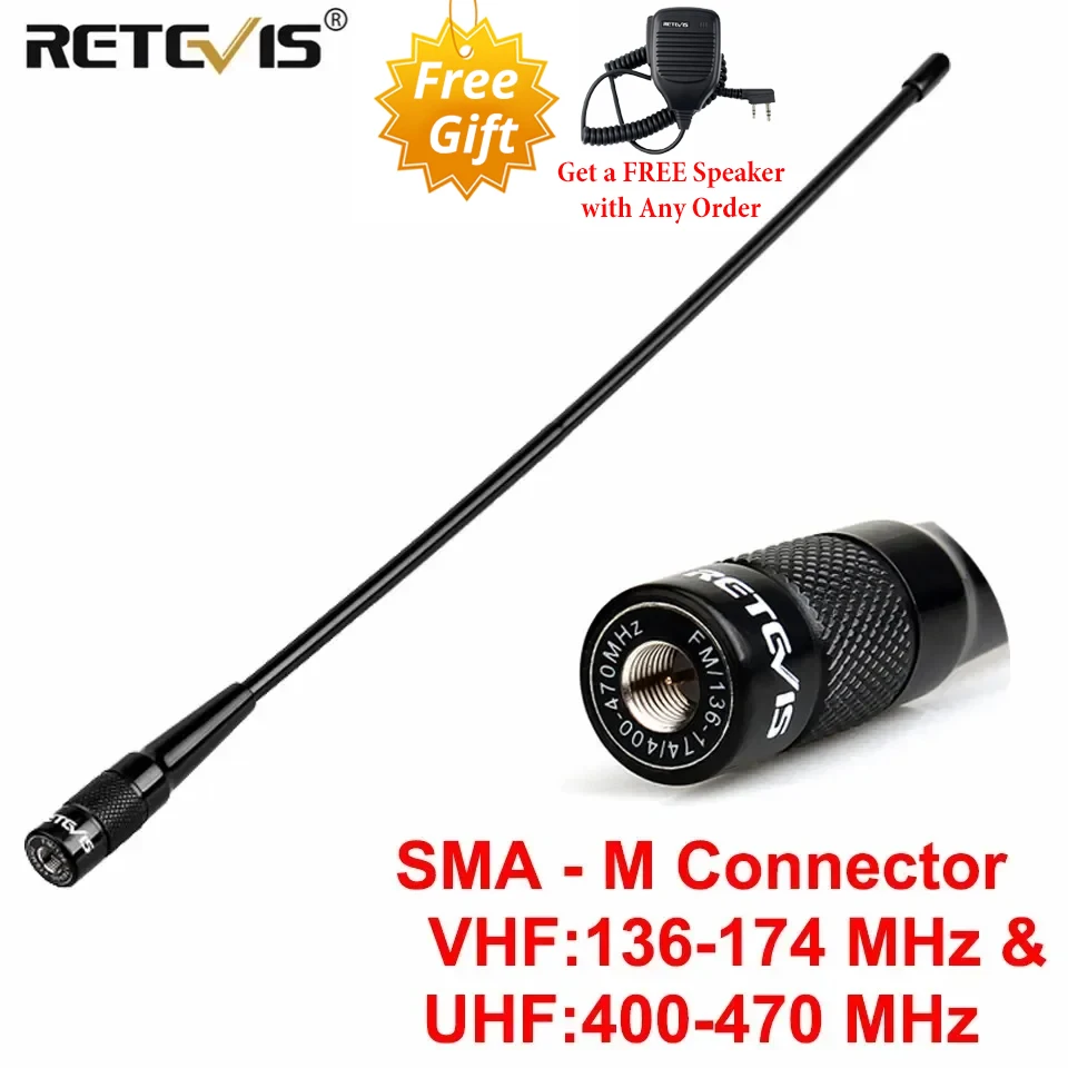 Retevis RHD-771 RT3S Radio Amateur Antennen SMA-M Stecker VHF UHF Peitschenantennen für Retevis RT3S RA89 HA1UV H777 Baofeng UV3R TYT Image